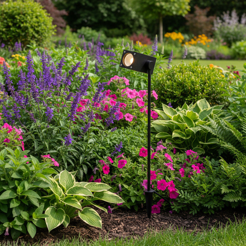 UltraBeam 6 Watt LED Square Black IP65 LED Garden Spike Light - 500mm Tall 