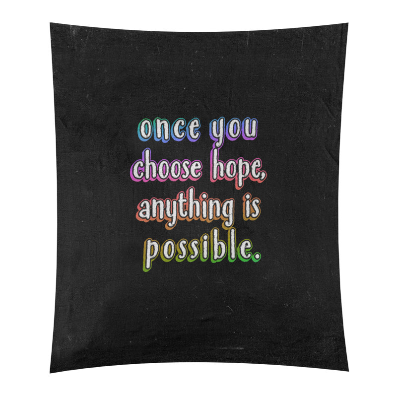 Tapisserie tableau noir en polyester, citation d’espoir, H 80 po x l 68 po, Arc-en-ciel