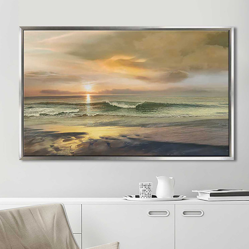 «Monterey», reproduction, H 31,5 po x l 31,5 po x P 2 po, Cadre flottant argent