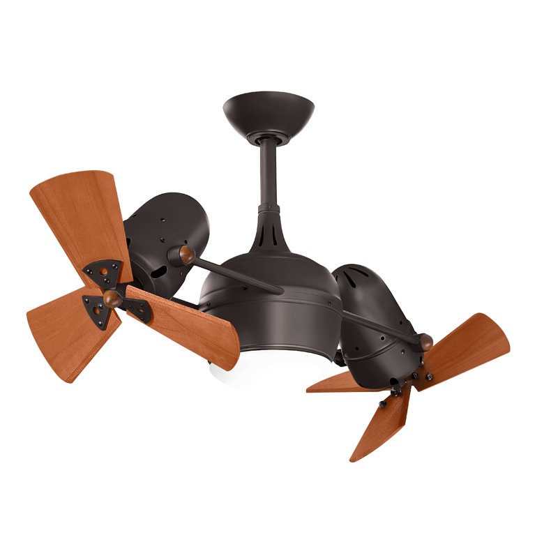 41" Dagny 6-Blade Dual Ceiling Fan with Wall Remote, Textured Bronze , Mahogany Tone