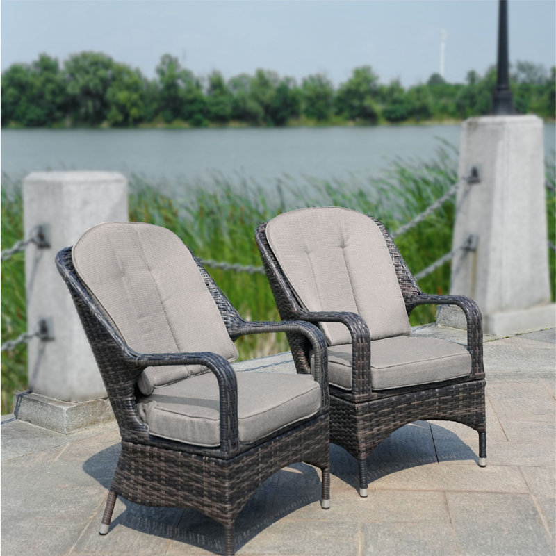 Chaises de patio 2 pièces avec coussins Algird, Brun, Beige