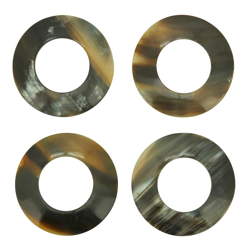 Rustic Round Natural Horn Napkin Rings Set of 4