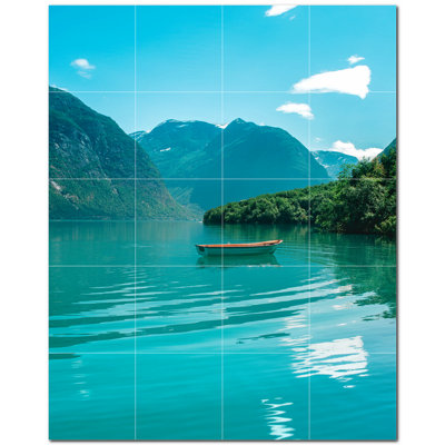 Boat Photo 12'' x 12'' Satin Ceramic Decorative Mural