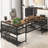 U-Shaped Desk With Shelve And LED Lights-1204267113