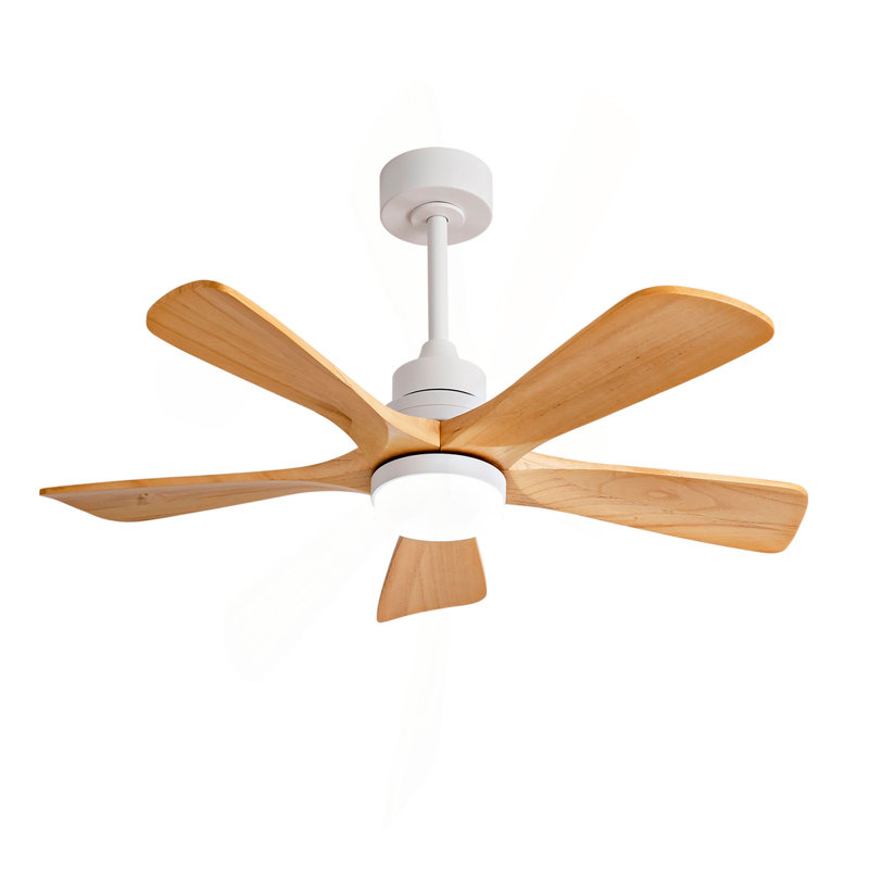 Ventilateurs de plafond modernes de 42 pouces avec lumières et télécommande, 5 pales en bois massif, moteur à courant continu réversible