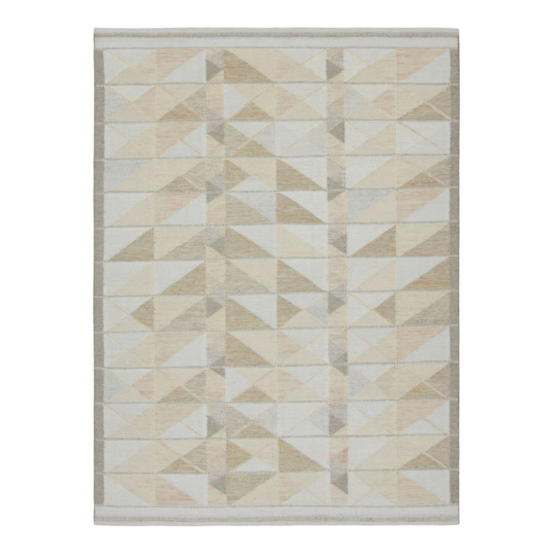 Scandinavian Wool Geometric Area Rug, Rectangle 5' x 8'