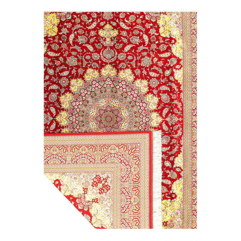 Fine Hand knotted Persian Pure silk Qum rug 6'6'' X 10'1''