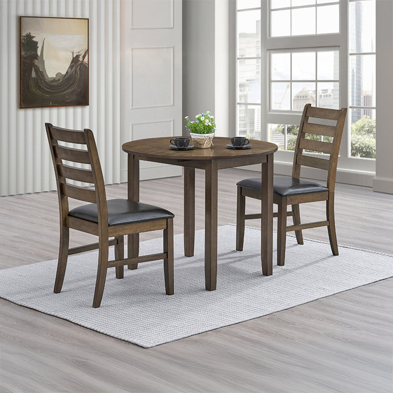 3pc Round Dining Set Table and Side Chairs