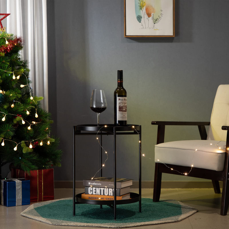 Bunow End Table, Black, Black