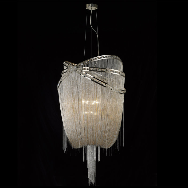 Lustre géométrique 9 lumières unique Jorge, Nickel