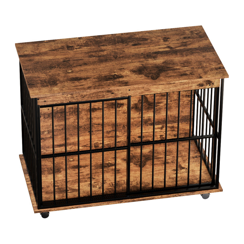 Cage spacieuse pour chien avec plateau, en métal, idéale pour les chiens actifs, avec fermeture sécurisée. Meuble de rangement polyvalent servant également de console ou de niche. Surface lisse et facile à nettoyer. Plateau amovible.