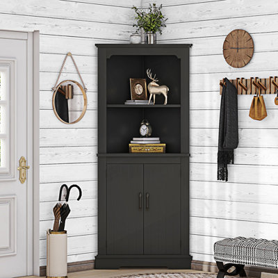 Armoire décorative, armoire d'angle haute avec portes