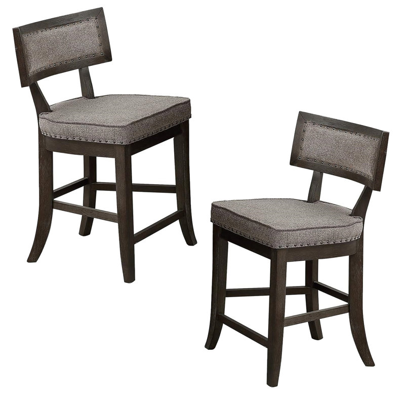 Upholstered Counter Stool with Solid Wood Frame, 2