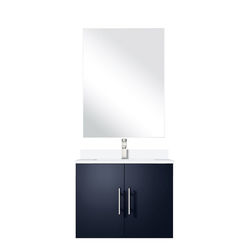 Meuble-lavabo simple bleu marine l 24 po x P 22 po, comptoir en marbre de culture, miroir et robinet de 18 po, durabilité à long terme et résistance aux rayures