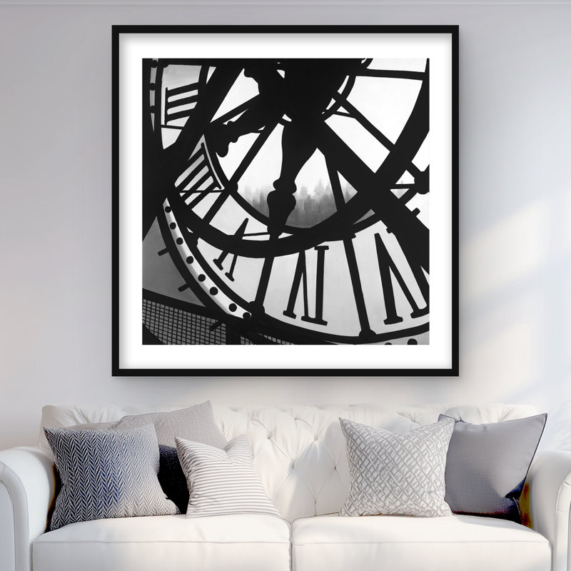 Horloge géante au musée d'Orsay - reproduction encadrée avec passe-partout blanc