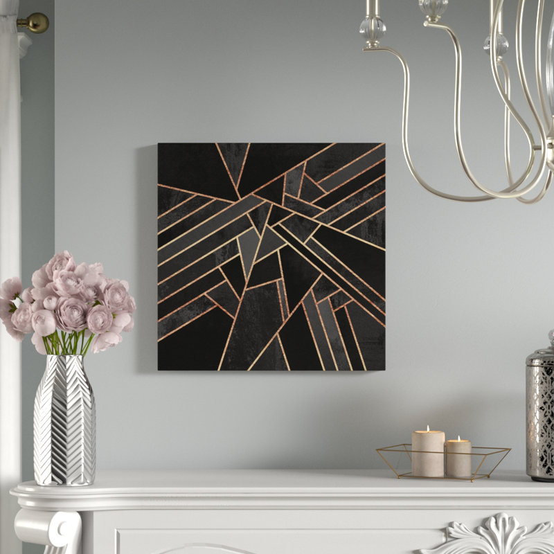 « black night », impression sur toile tendue, H 18 po x l 18 po x P 1,5 po, Toile avec cadre noir, Pas de tapis