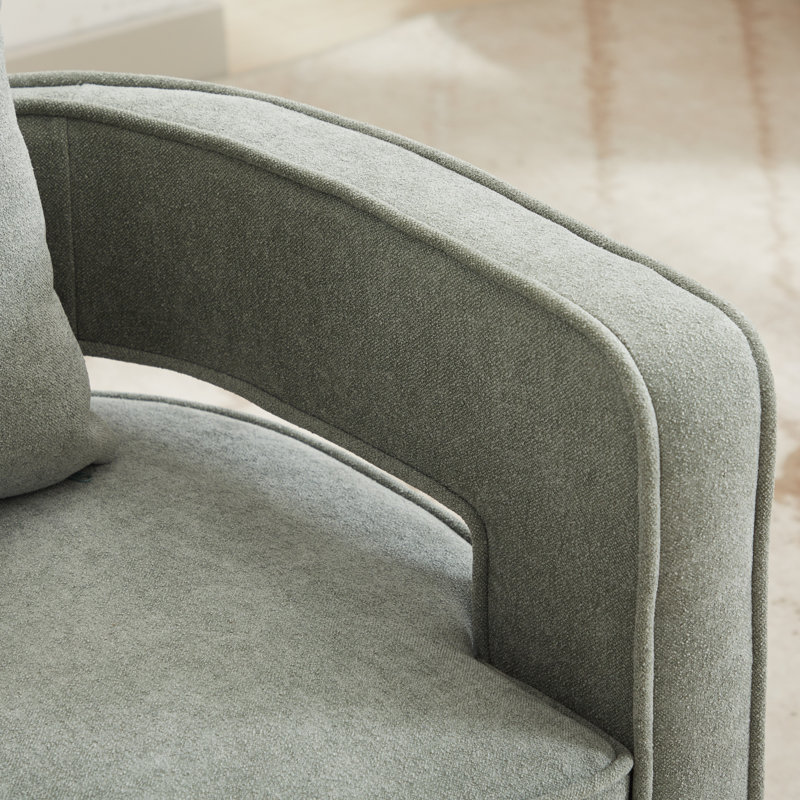 Davidanthony Upholstered Swivel Barrel Chair, Pale Green Polyester