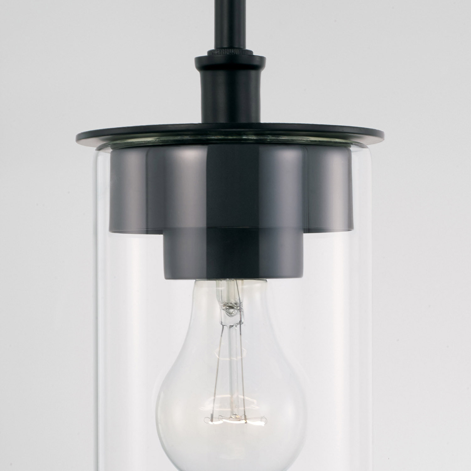 Single Light Glass Dimmable Pendant, Matte Black