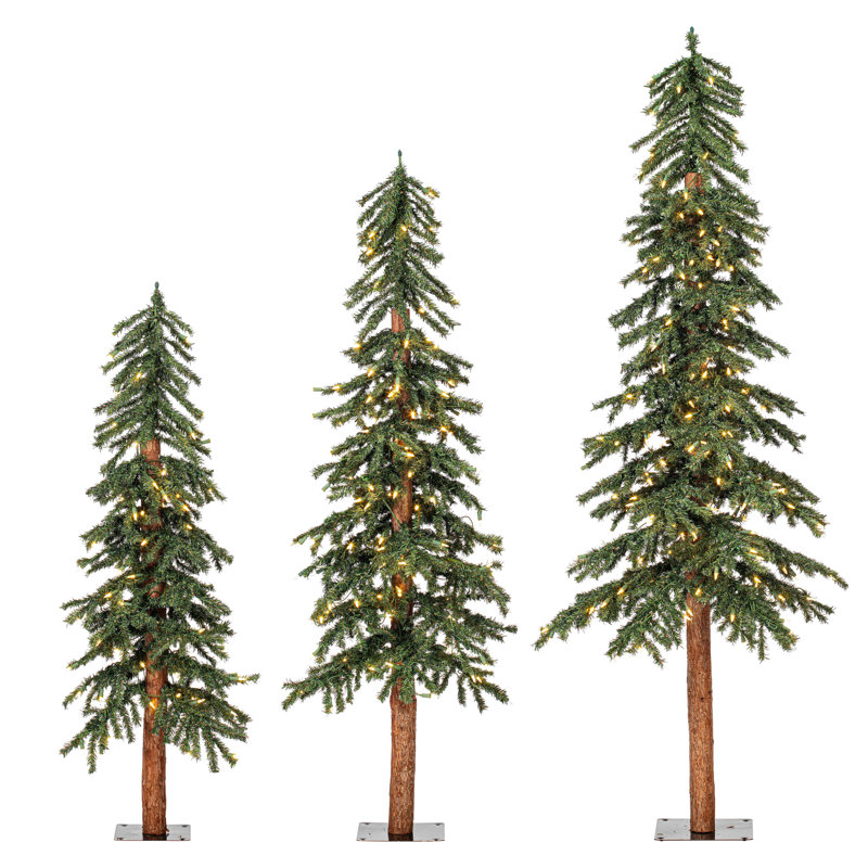 Natural Alpine Lighted Artificial Cedar Christmas Tree