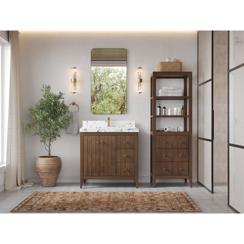 Meuble-lavabo simple 36 po avec plateau Atlanta, Viola nuit