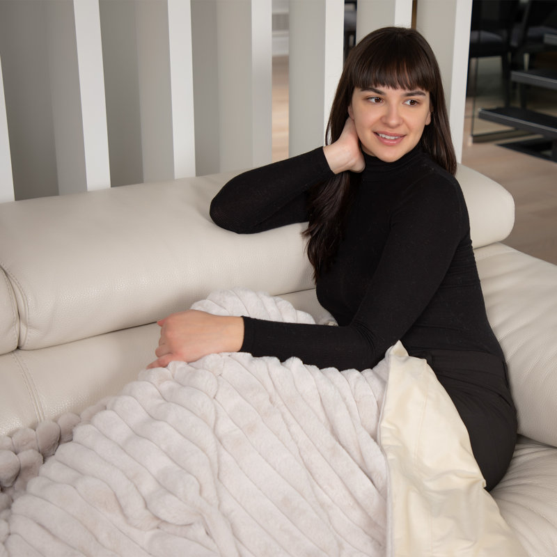 Raya Throw Blanket, Beige Striped