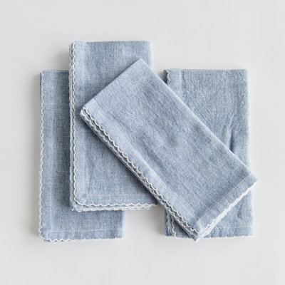 Atoka Nuit Bleue Cotton Dinner Napkins in Blue