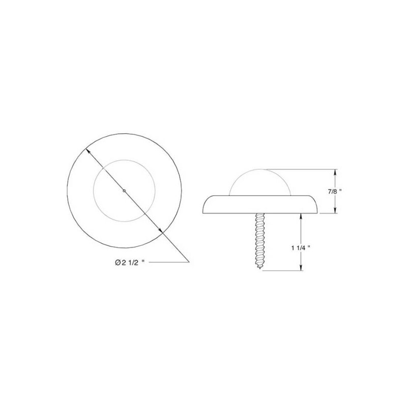Deltana WBC250U15 Wall Mount Convex Flush Bumper, 2-1/2" Diam. in Brushed Nickel, Brushed Nickel