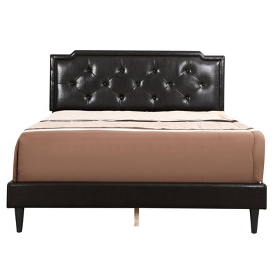 Casual Bedroom Full Bed In Beige - 81"d X 47"h 57"w, , Easy Setup, Warm Cappuccino, Foam Filler, Pu Cappuccino 57"w 81"d, Beige, Filled, Material
