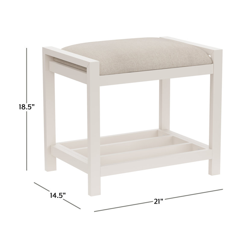 Adrian Solid Wood Accent Stool, White