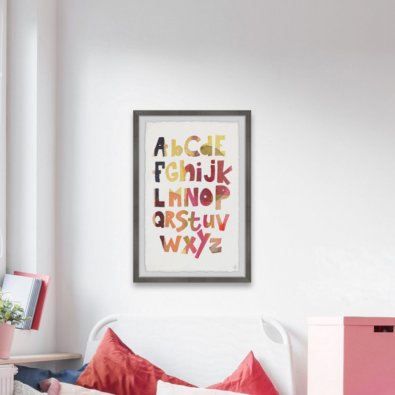 « alphabet », art encadré Maite, H 24 po x l 16 po x P 1,5 po