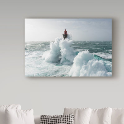 Hockman «20m Waves Against the Lighthouse», reproduction de photo sur toile tendue