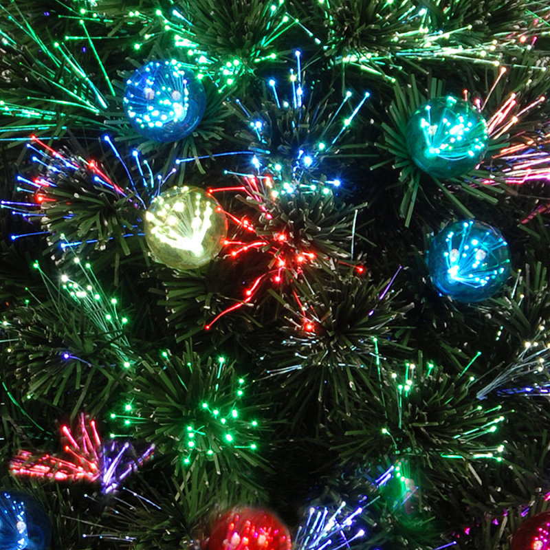 Fiber Optic Fireworks Tree with Ball Ornaments, 2.6' H