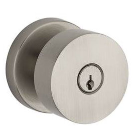 Contemporary Keyed Door Knob with Contemporary Round Rose, Satin Nickel, Keyed Alike, Yes
