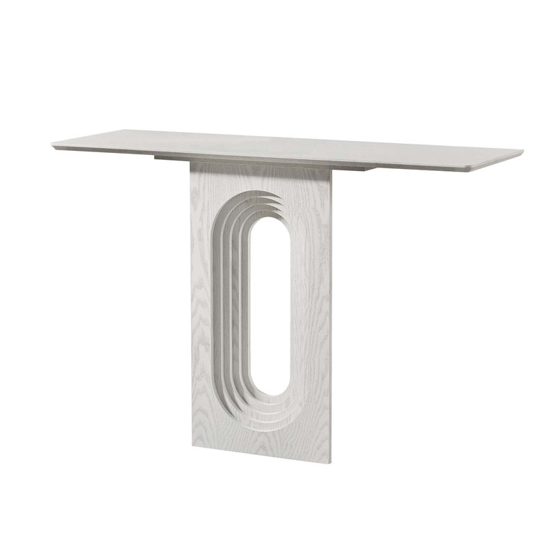 Console moderne et étroite avec un design bouclé unique pour le couloir, l'entrée et la décoration de l'appartement, Blanc