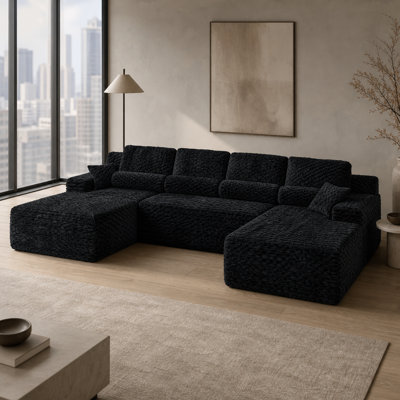 137.8'' W Plush U-Shaped Sectional Sofa With Double-Layer Cushions