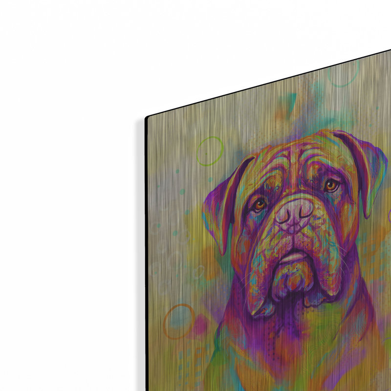 Red Barrel Studio «Pop Art Dogue De Bordeaux» par Furbaby Affiliates, art mural en métal, H 16 po x l 12 po