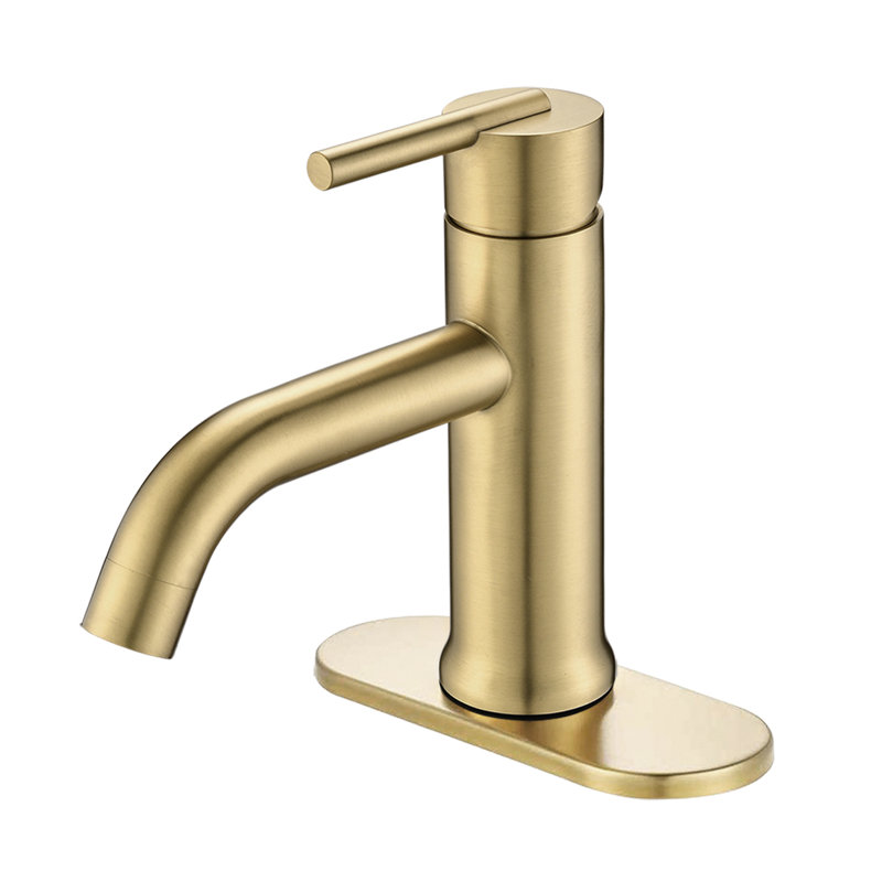 Single-handle Bathroom Faucet, Brushed Gold, Drain Assembly Not Included