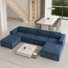 Modular Corduroy Boneless Sofa With 2 Ottomans, No Assembly Required, With High Rebound Sponge