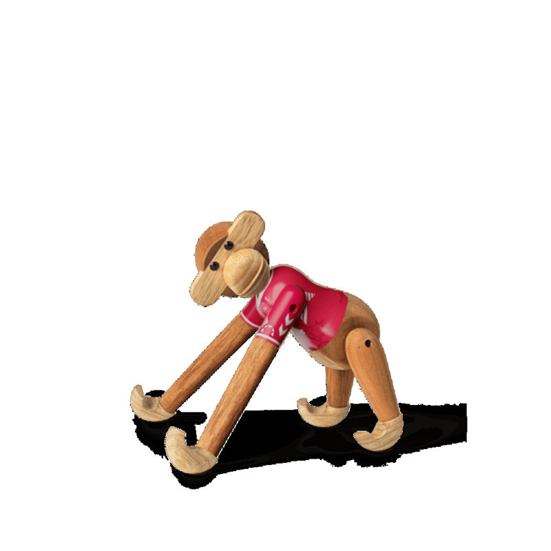 Monkey X DBU Monkey 2024 Large Teak/Limba, 3.70" H x 3.90" W x 3.70" D