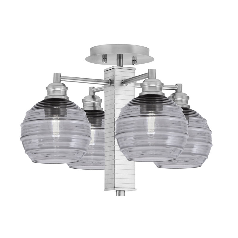 Plafonnier semi-encastré avec verre 6 po Edge, Fumée, Nickel brossé