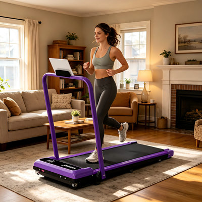 Tapis roulant inclinable à 6 ° avec poignée amovible, sous-bureau compact et compact pour le bureau à domicile