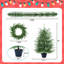Ensemble de sapin de Noël en pot Everglow préilluminé en 4 pièces avec couronne, guirlande et lumières