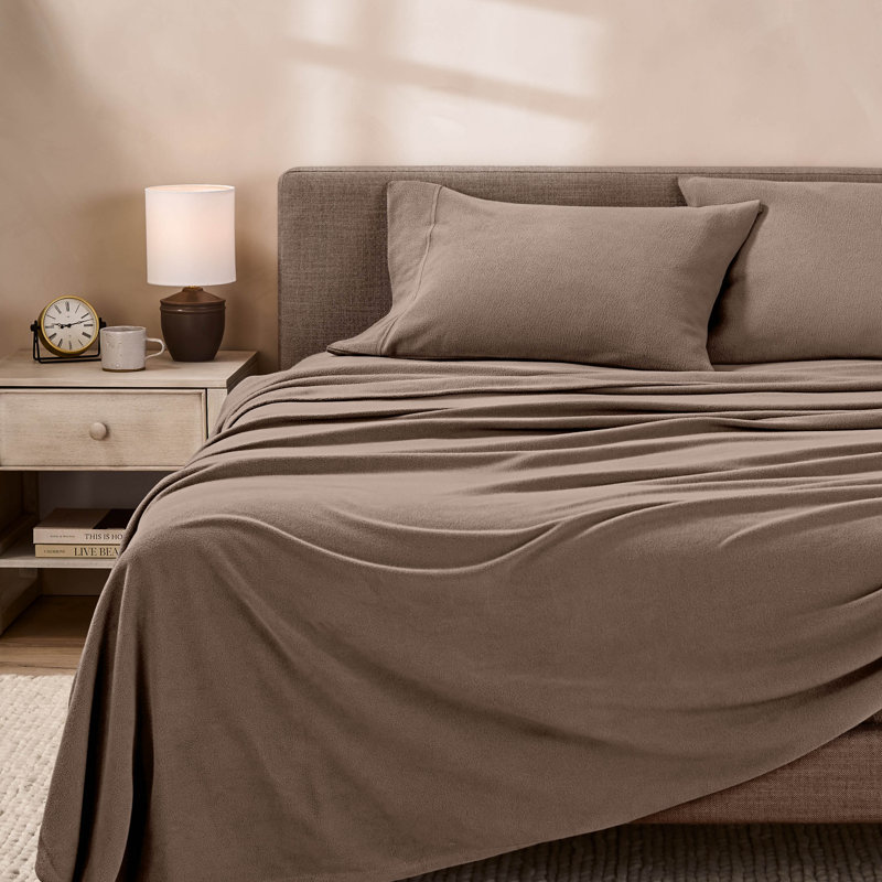 Ensemble de draps en molleton polaire ultra doux de qualité supérieure, Taupe