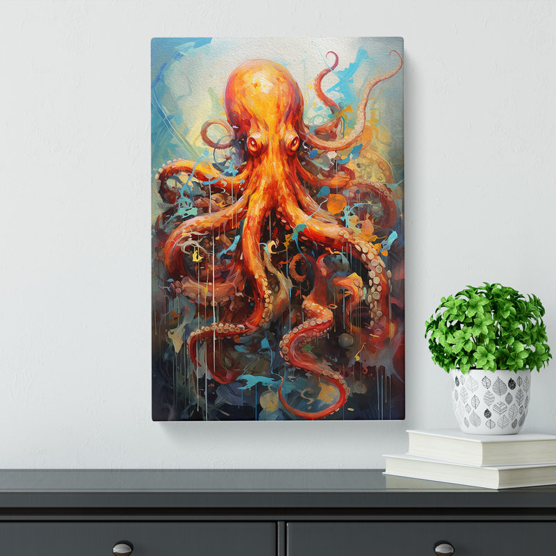 Octopus Expressionism Art - Wrapped Canvas, 76cm H x 50cm W x 3cm D