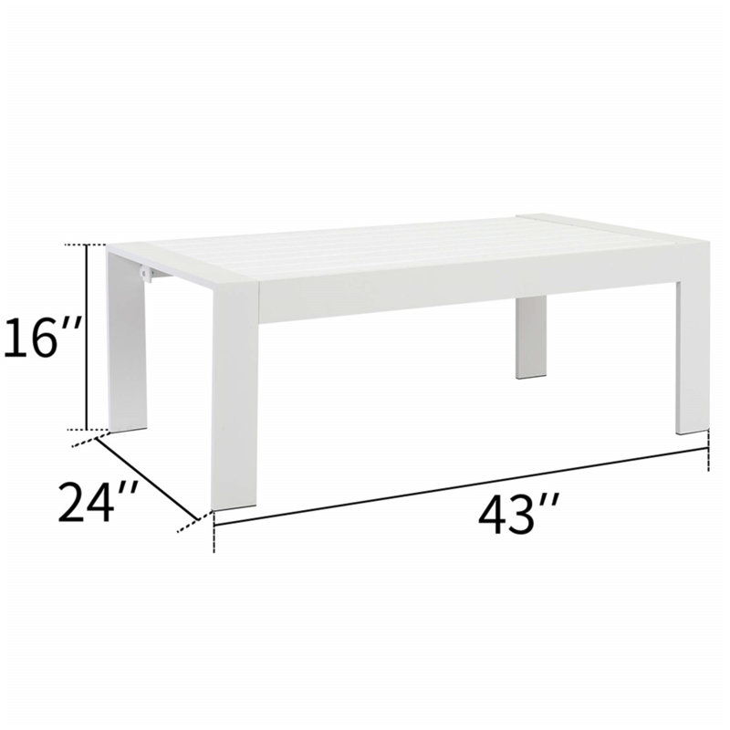 Petite table de bout en aluminium blanc avec tables basses et meubles de jardin