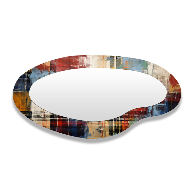 Terre carreaux IV - mosaïque bohème formes asymétriques - grand miroir mural bohémien