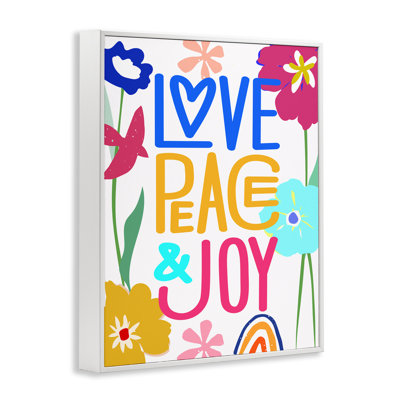 Art audacieux encadré noir "Bold Love Peace Joy" par CAD Designs