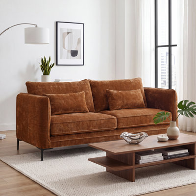Modern Chenille Sofa with Rounded Arms