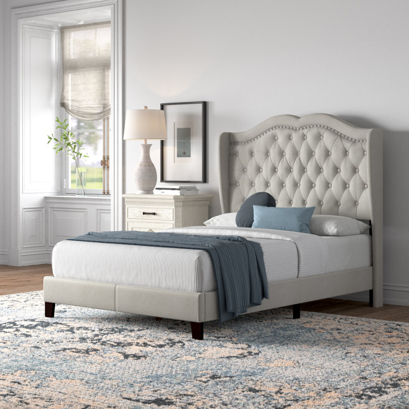 Malave Upholstered Standard Bed, Full, Light Gray