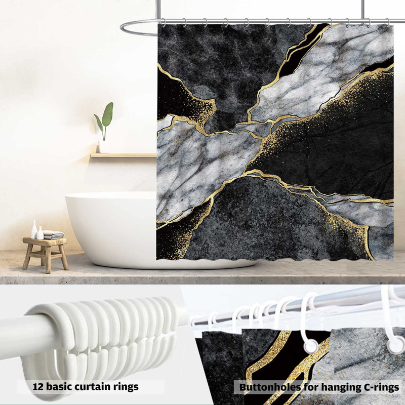 Keylea Abstract Shower Curtain with Hooks Included